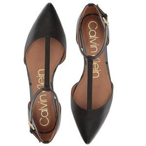 Calvin Klein Leather T-Strap Mary Jane Flats